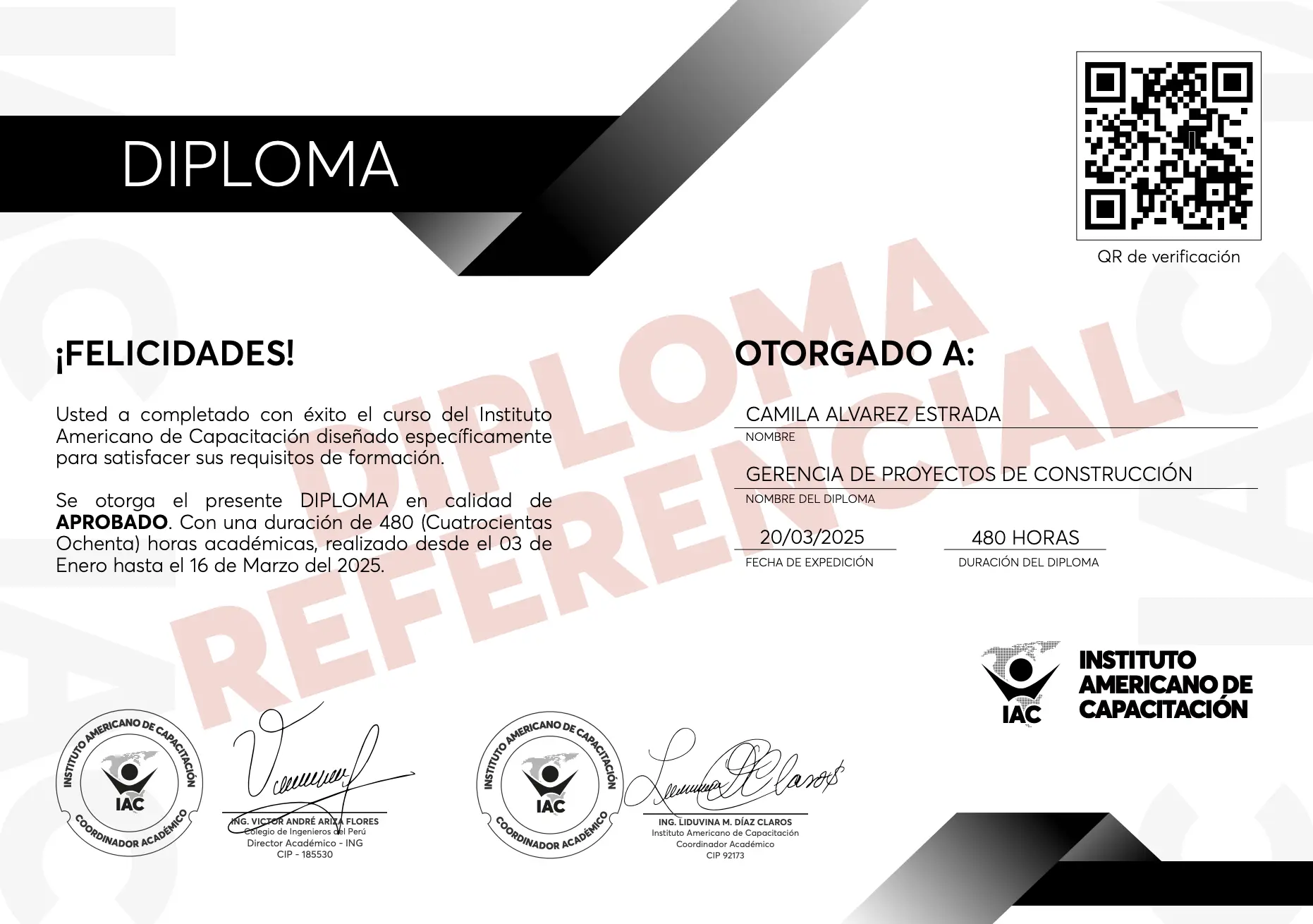 Certificado delantero